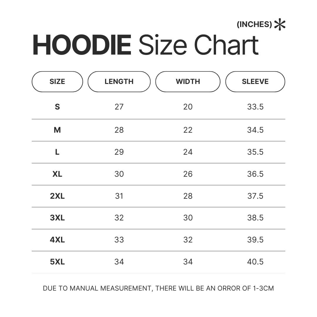 Hoodie Size Chart - Betty Boop Store