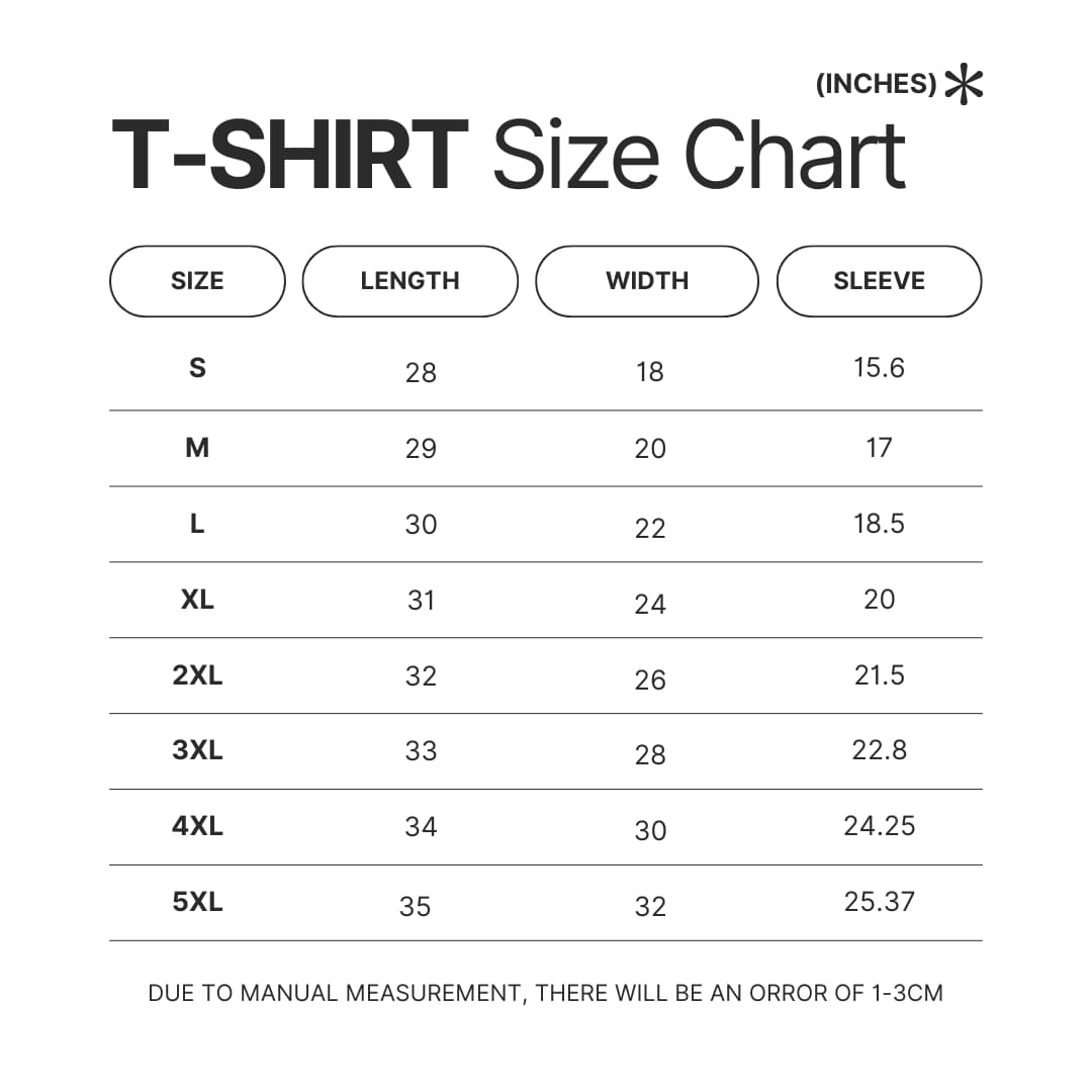 T shirt Size Chart - Betty Boop Store