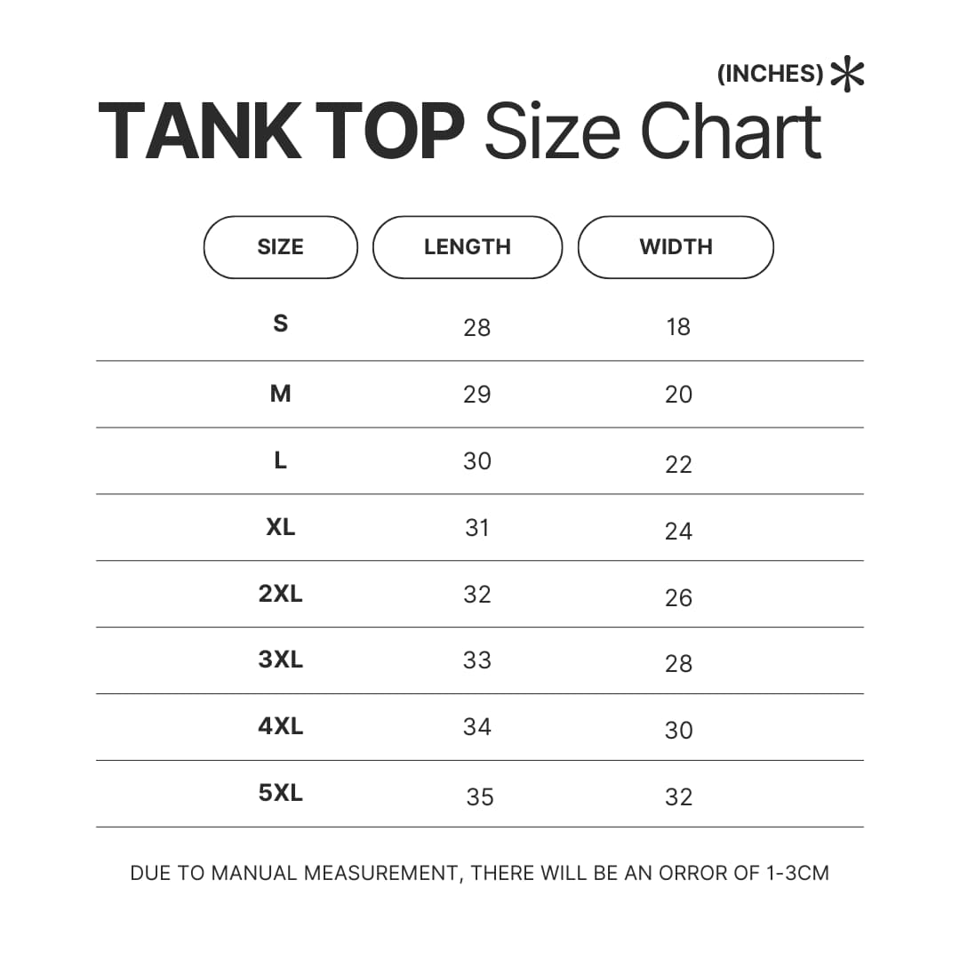 Tank Top Size Chart - Betty Boop Store