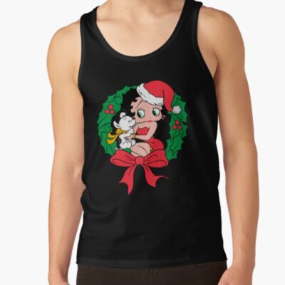 Betty Boop Santa Outfit Seated Wreath Betty Boop Tank Top
