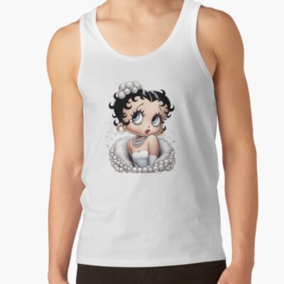 Elegance Betty Boop In White Fur And Pearls Tank Top