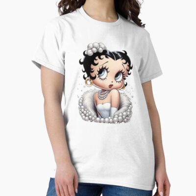 Alternative view of Elegance Betty Boop In White Fur And Pearls T-shirt