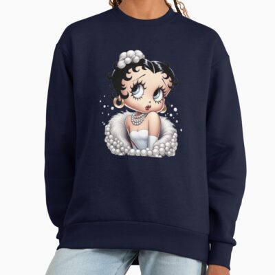 Elegance Betty Boop In White Fur And Pearls Sweatshirt