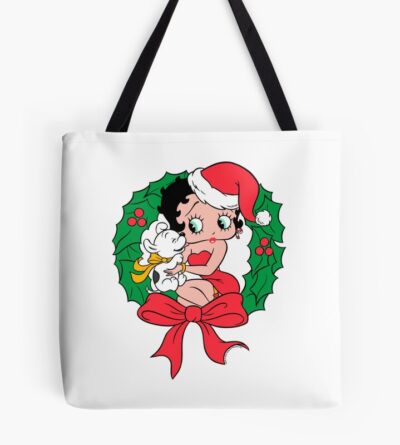 Betty Boop Santa Outfit Seated Wreath Betty Boop Tote Bag