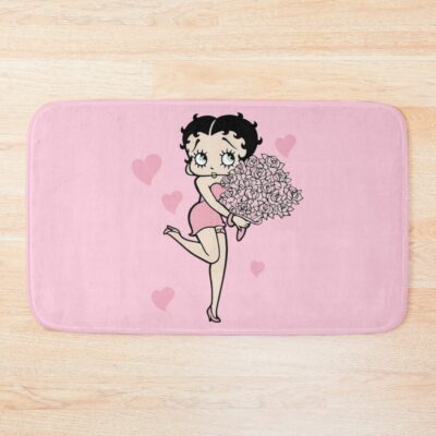 Betty Boop With A Bouquet Of Flowers Bath Mat