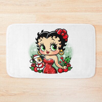 Betty Boop And Her Puppy Christmas Design Bath Mat