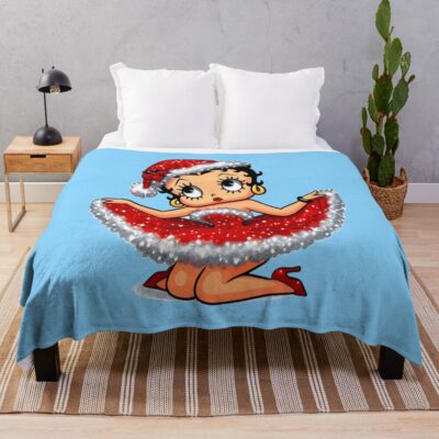 Adorable Betty Boop Christmas Dress Throw Blanket