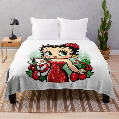 Betty Boop And Her Puppy Christmas Design Throw Blanket