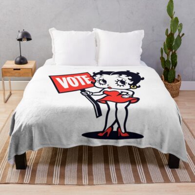 Classic Betty Boop Inspired Vote Design Throw Blanket