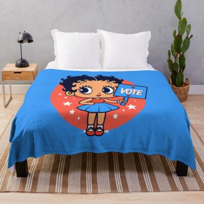 Adorable Little Betty Boop Inspired Vote Design Throw Blanket