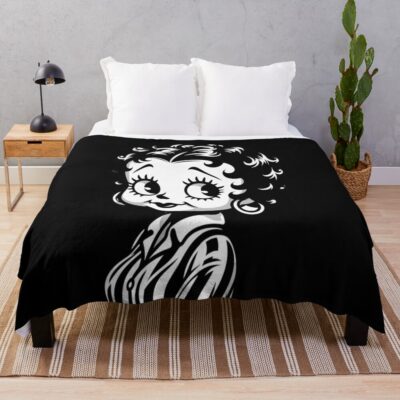 Black And White Betty Boop Inspired Design Throw Blanket