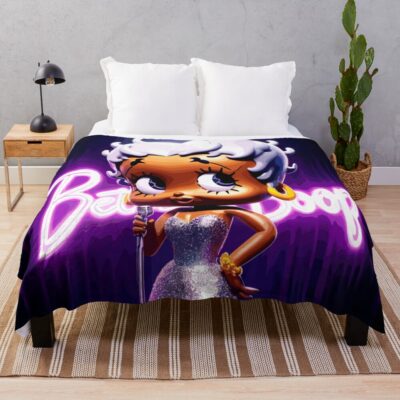 Golden Years Vibrant Betty Boop On Stage Throw Blanket