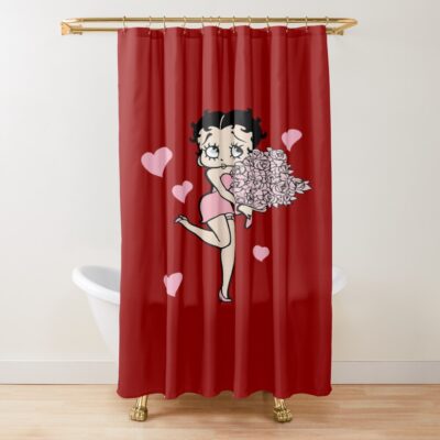 Betty Boop With A Bouquet Of Flowers Shower Curtain