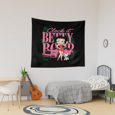Betty Boop Clock It Tapestry