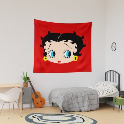 Blue Eyed Betty Boop With Red Lipstick Tapestry