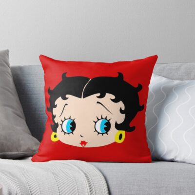 Blue Eyed Betty Boop With Red Lipstick Throw Pillow